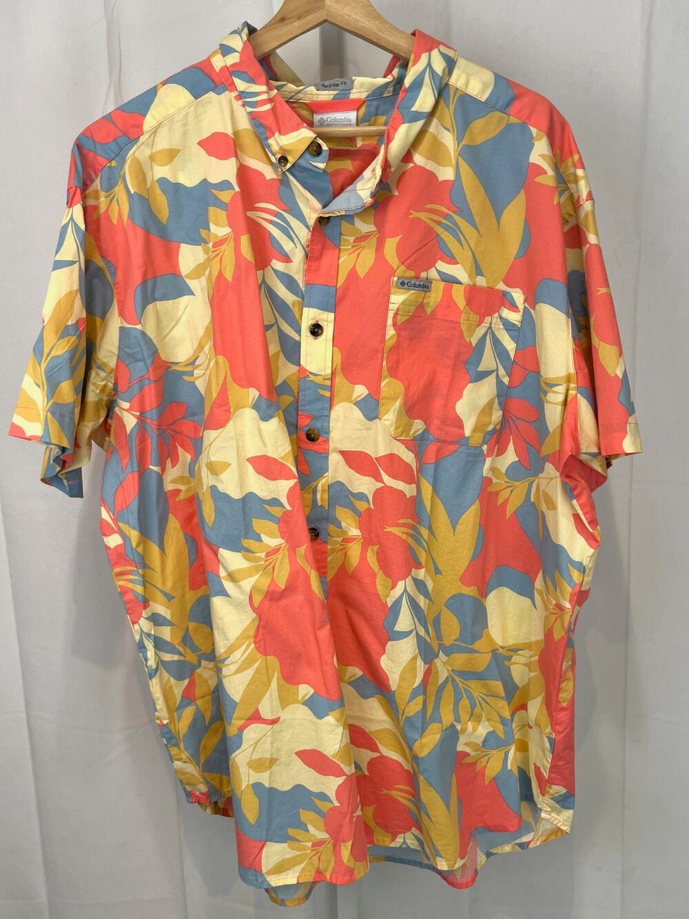 COLUMBIA Rapid Rivers Printed Button Down Shirt Short Sleeve Multicolor 2XL XXL